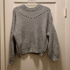 Light gray knit crewneck sweater